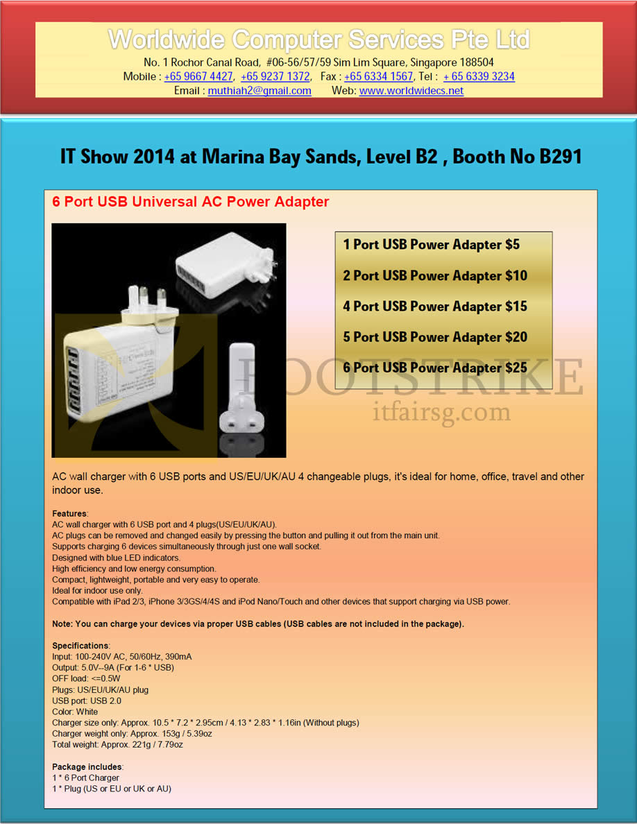 IT SHOW 2014 price list image brochure of Worldwide Computer Services Universal AC Power Adapter