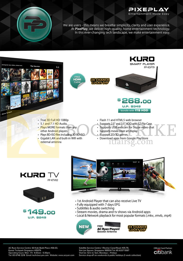 IT SHOW 2015 price list image brochure of AC Ryan Kuro Smart Player, Kuro TV