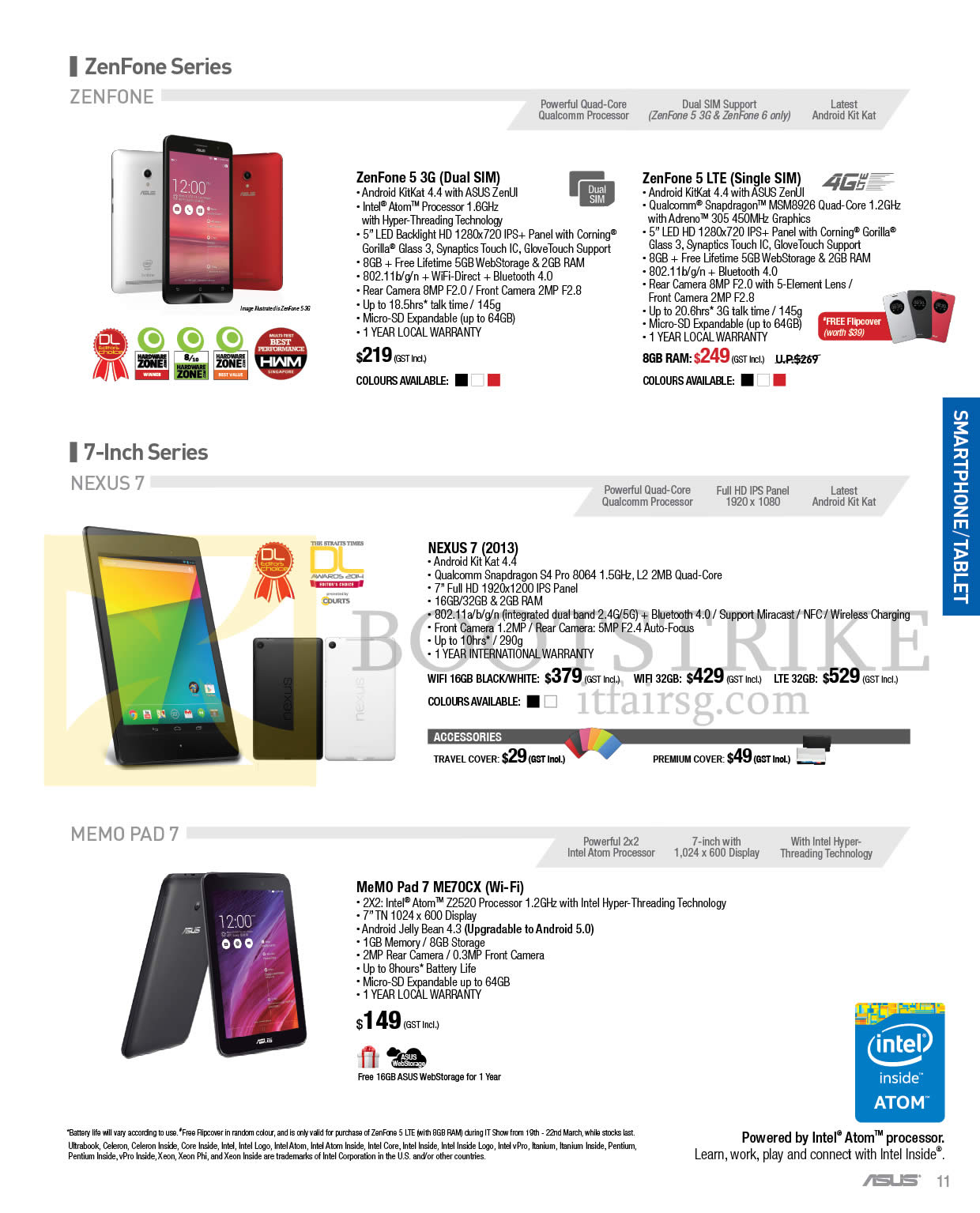 IT SHOW 2015 price list image brochure of ASUS Mobile Phones, Tablets, Zenfone 5, Nexus 7, MeMo Pad 7 ME70CX