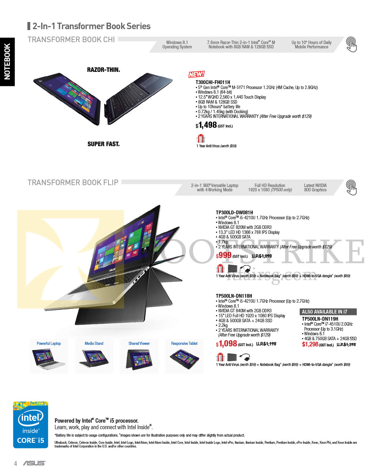 IT SHOW 2015 price list image brochure of ASUS Notebooks Transformer Book Chi, Flip, T300CHI-FH011H, TP300LD-DW081H, TP500LN-DN118H, TP500LN-DN119H