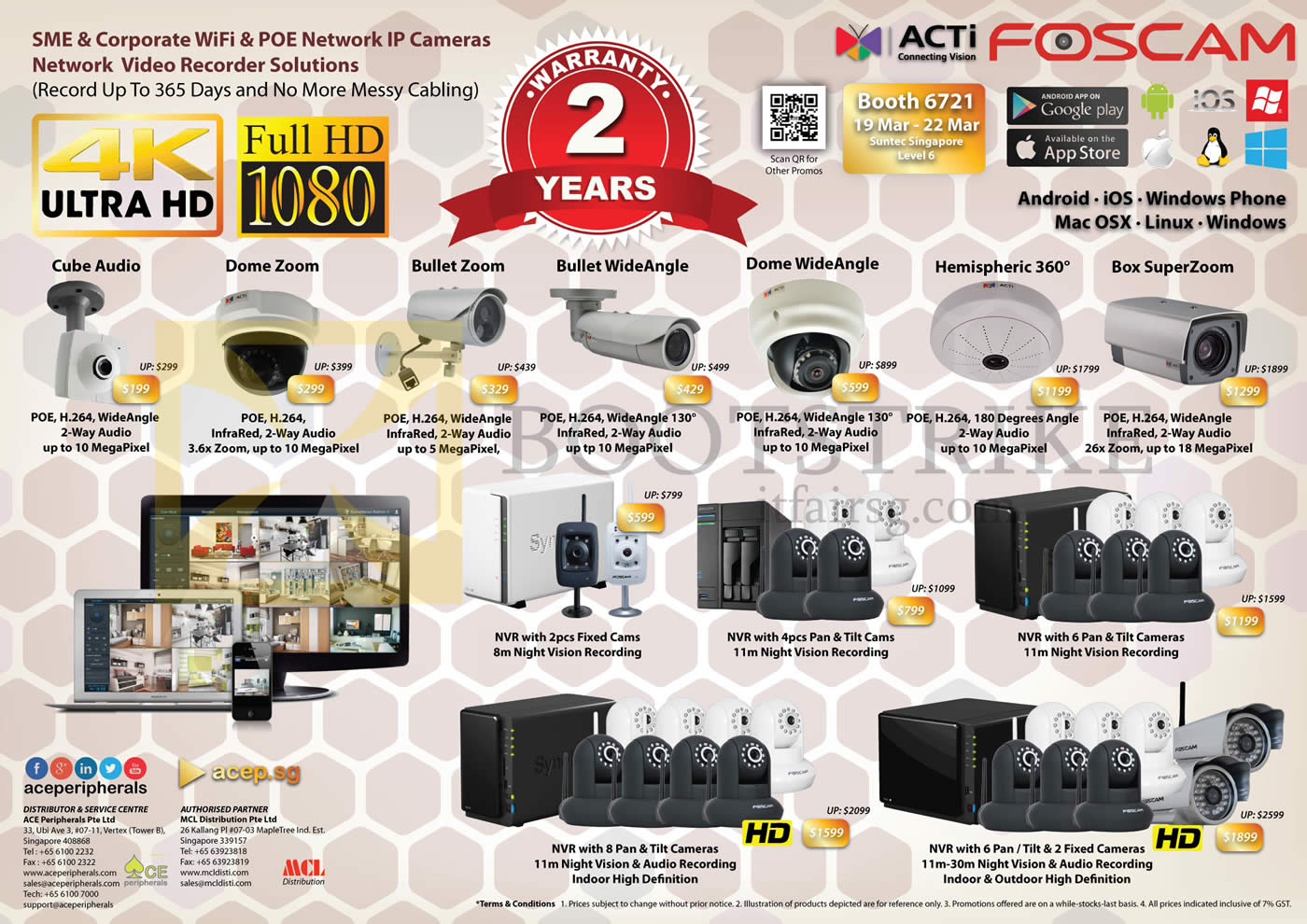 IT SHOW 2015 price list image brochure of Ace Peripherals ACTi Foscam Business POE WiFi Camera Home, Cube Dome Bullet Hemispheric Superzoom