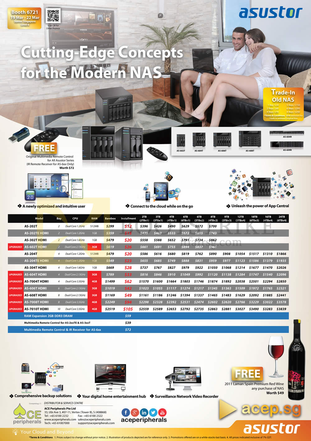 IT SHOW 2015 price list image brochure of Ace Peripherals Asustor NAS AS 202T 202TE 204T 204TE 302T 304T 602T 604T 606T 608T 7004T 7008T 7010T