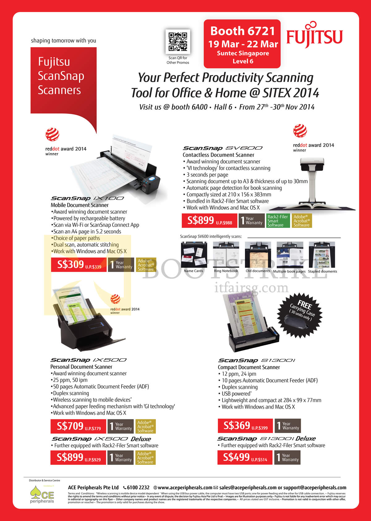 IT SHOW 2015 price list image brochure of Ace Peripherals Fujitsu ScanSnap Scanners IX100 SV600 IX500 S1300i