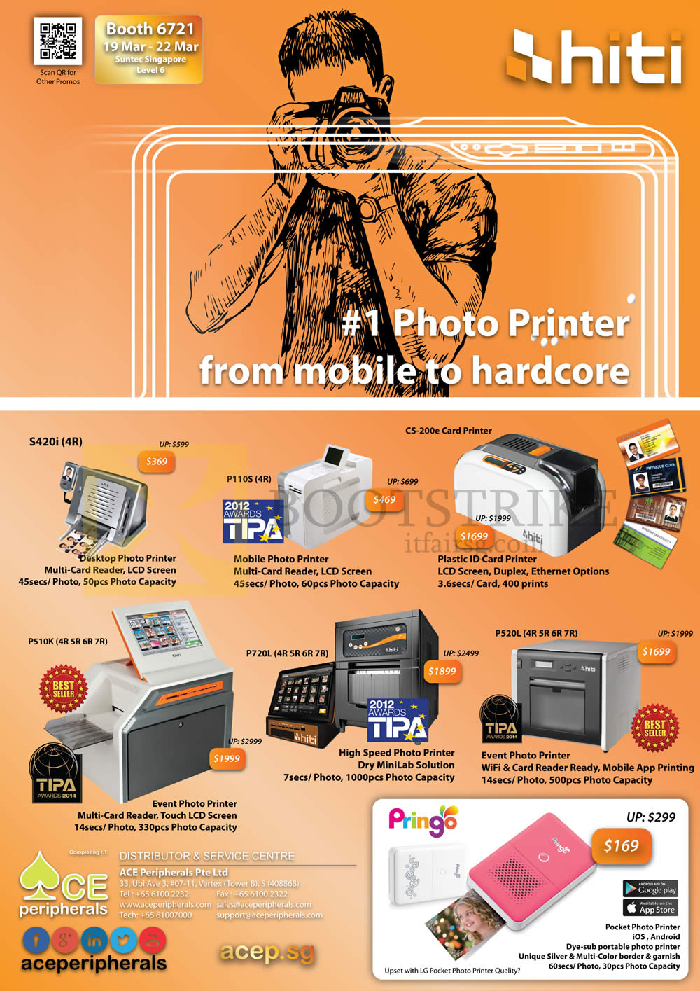 IT SHOW 2015 price list image brochure of Ace Peripherals HiTi Pringo Pocket P110S S420i P720L P520L P510K CS 200e Photo Card Printer