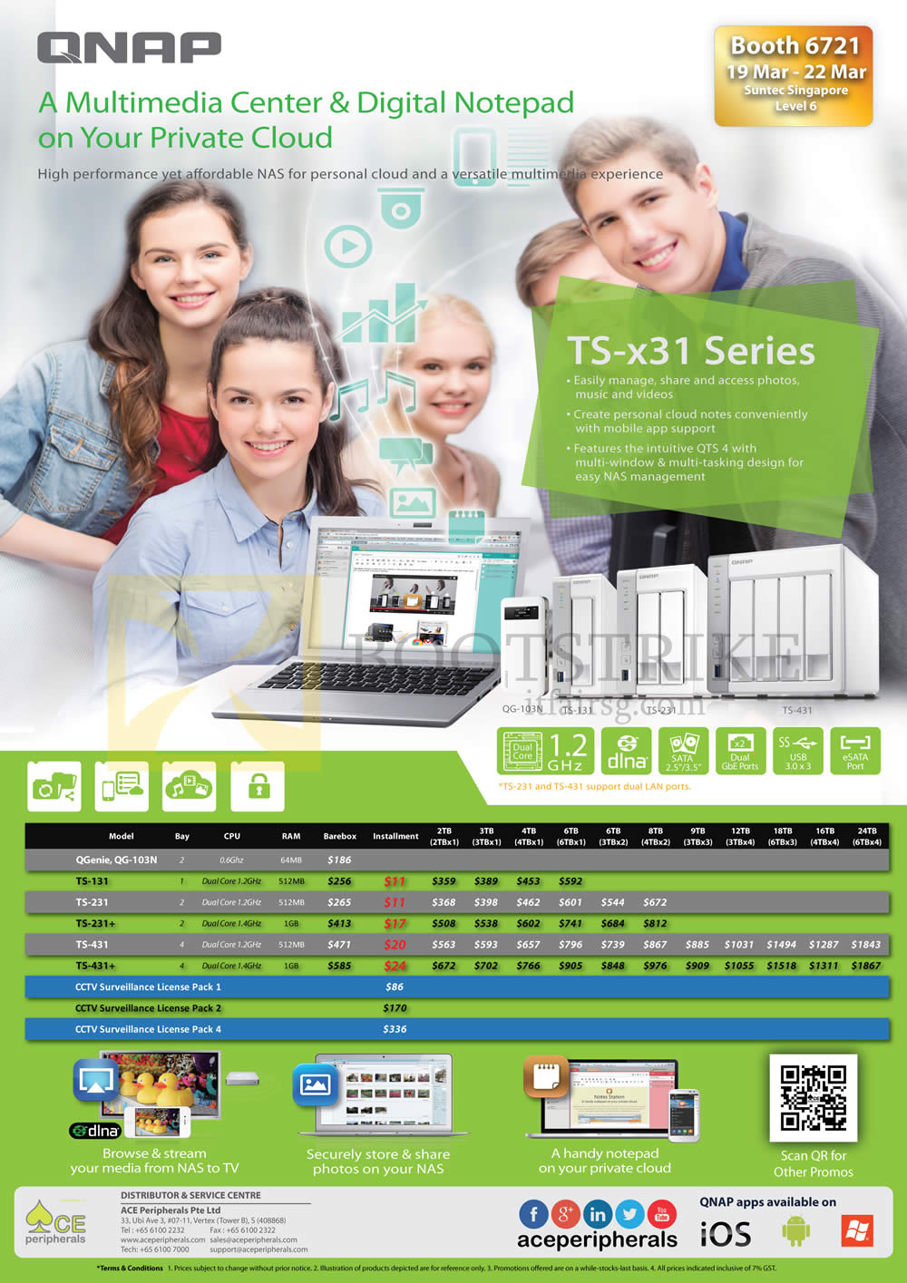 IT SHOW 2015 price list image brochure of Ace Peripherals QNAP NAS TS X31 TS 131 TS 231 Plus TS 431 Plus Qgenie