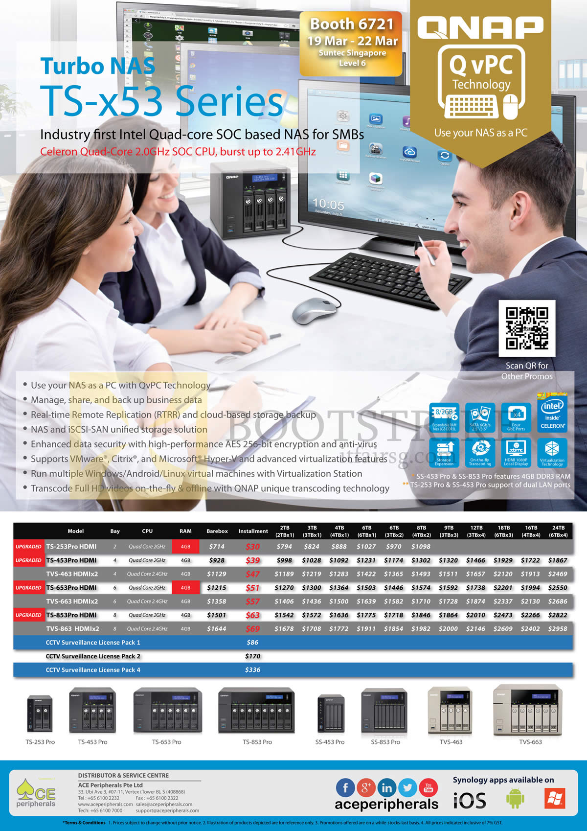 IT SHOW 2015 price list image brochure of Ace Peripherals QNAP NAS TS X53Pro TVS X63 TS 253PRO TS 453PRO TVS 463 TS 653PRO TVS 663 TS 853PRO TVS 863