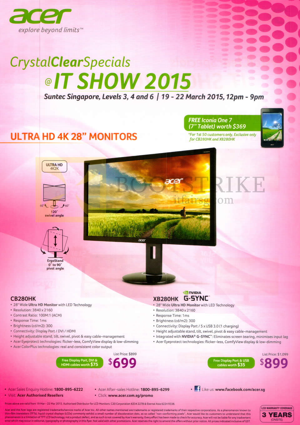IT SHOW 2015 price list image brochure of Acer Monitors UHD 4K Nvidia G-Sync CB280HK, XB280HK