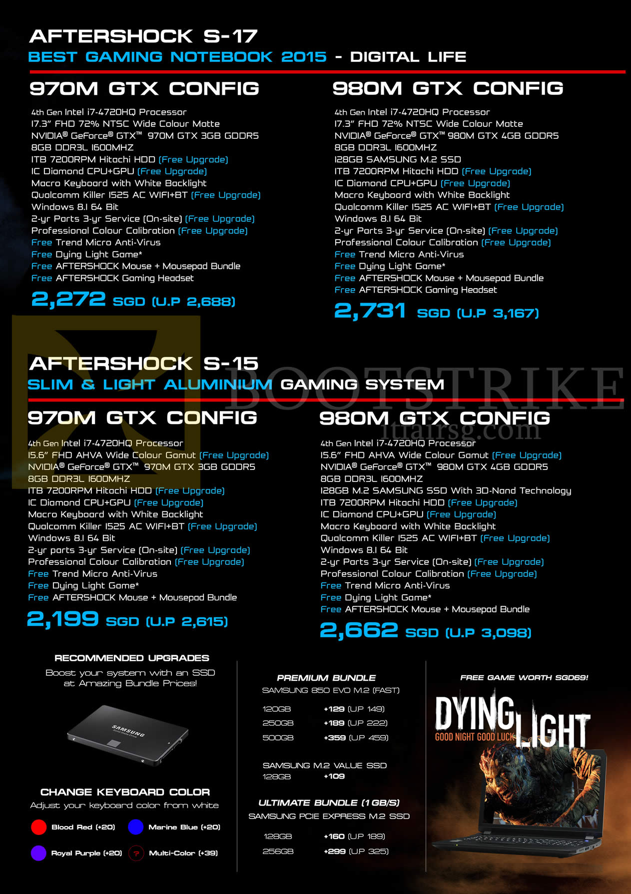 IT SHOW 2015 price list image brochure of Aftershock Notebooks S-17, S-15