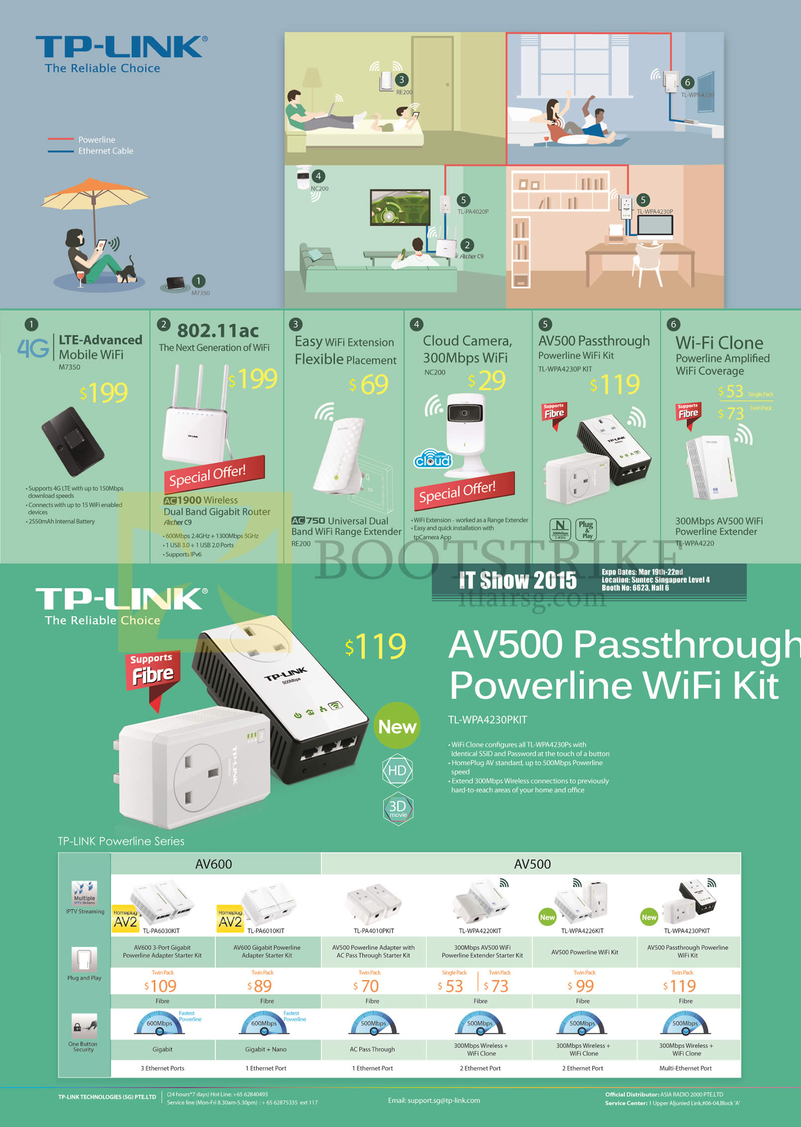 IT SHOW 2015 price list image brochure of Asia Radio TP-Link Networking 4G LTE Mobile WiFi, Router, Range Extender, Cloud Camera, Powerline AV500 AV600