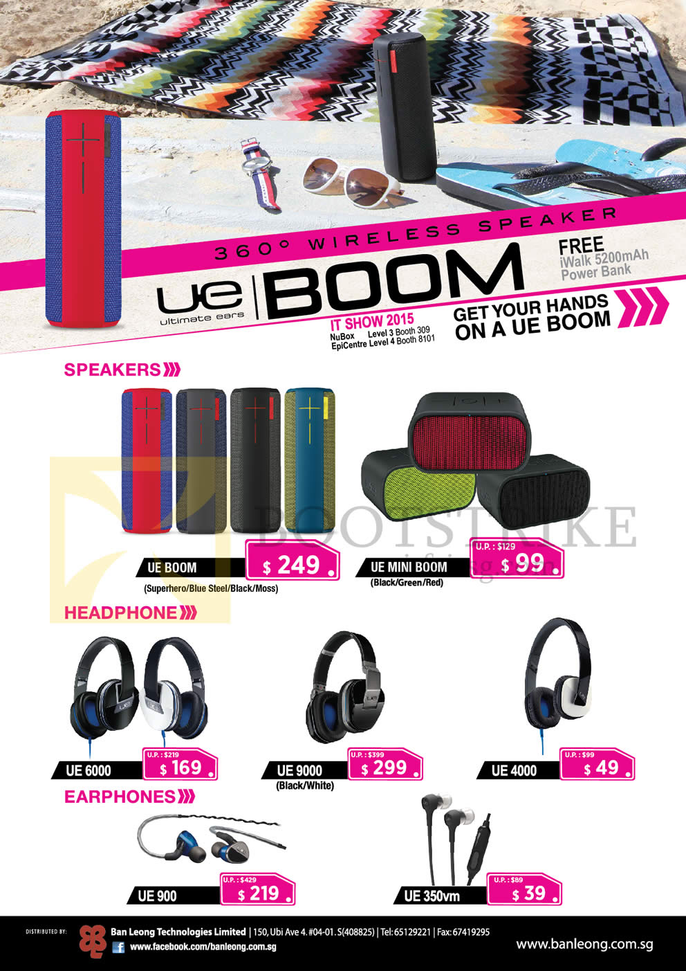 IT SHOW 2015 price list image brochure of Ban Leong Logitech Ultimate Ears Speakers, Headphone, Earphones, UE Boom, UE Mini Book, UE6000, UE9000, UE4000, UE900. UE350vm