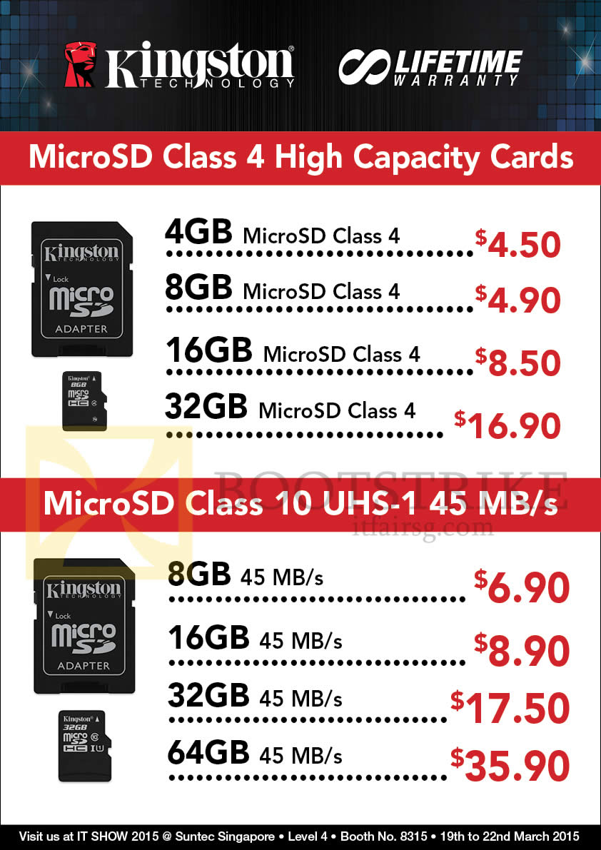 IT SHOW 2015 price list image brochure of Convergent Lexar MicroSD Class 4, 10 UHS-1 Cards 4GB, 8GB, 16GB, 32GB, 64GB