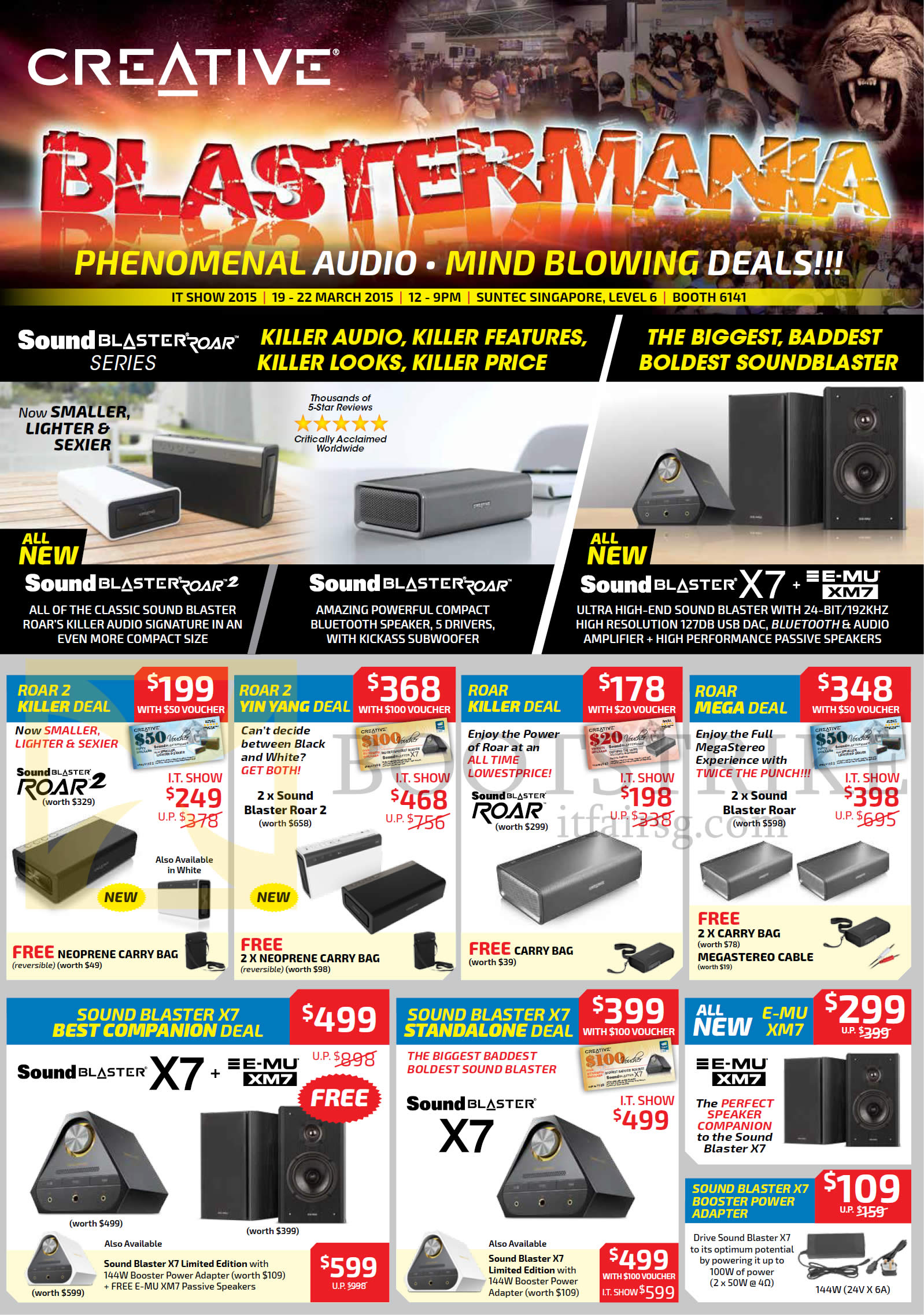 IT SHOW 2015 price list image brochure of Creative Roar 2, Sound Blaster X7, E-MU XM7