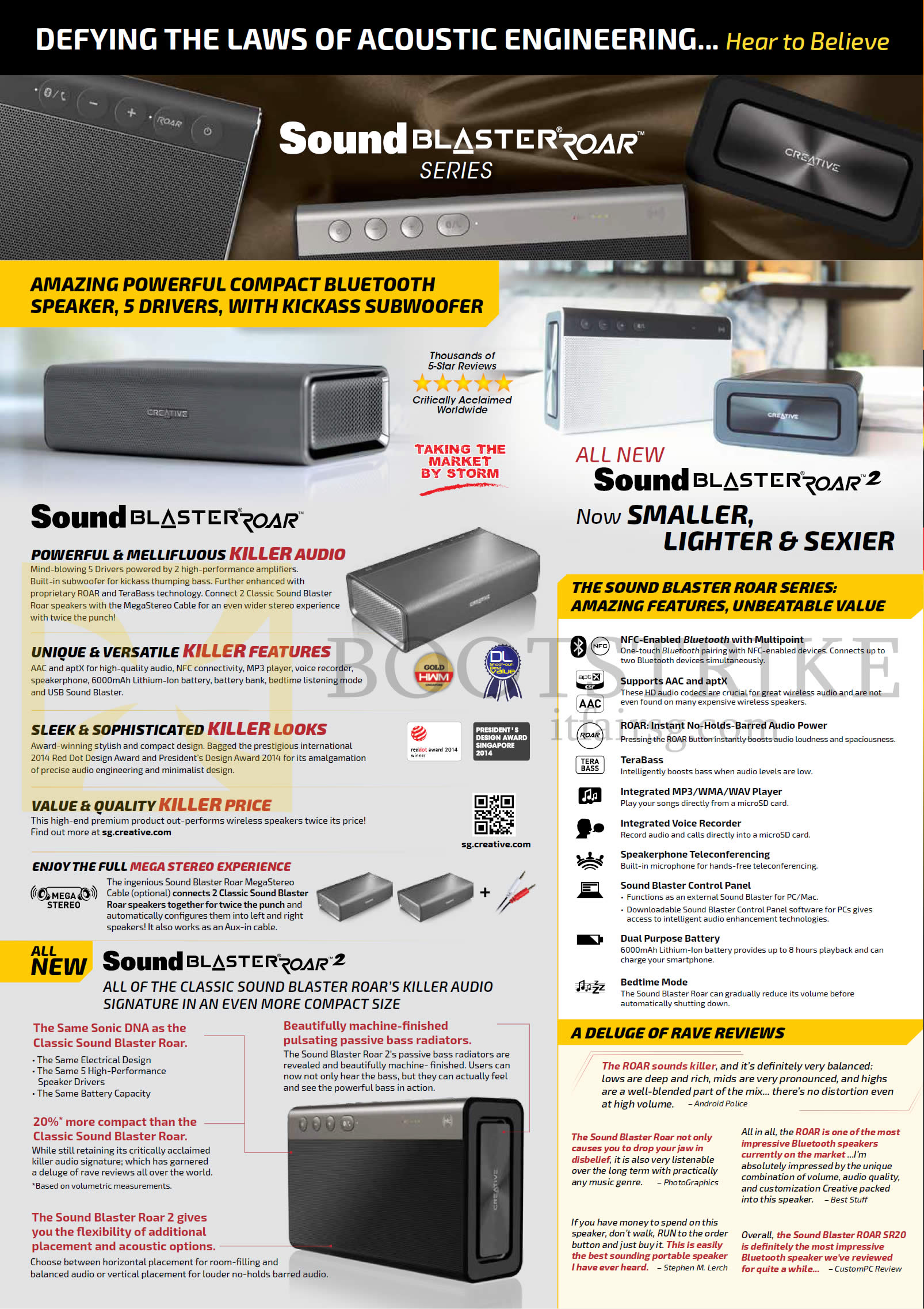 IT SHOW 2015 price list image brochure of Creative Sound Blaster Roar, Sound Blaster Roar 2 Bluetooth Speakers