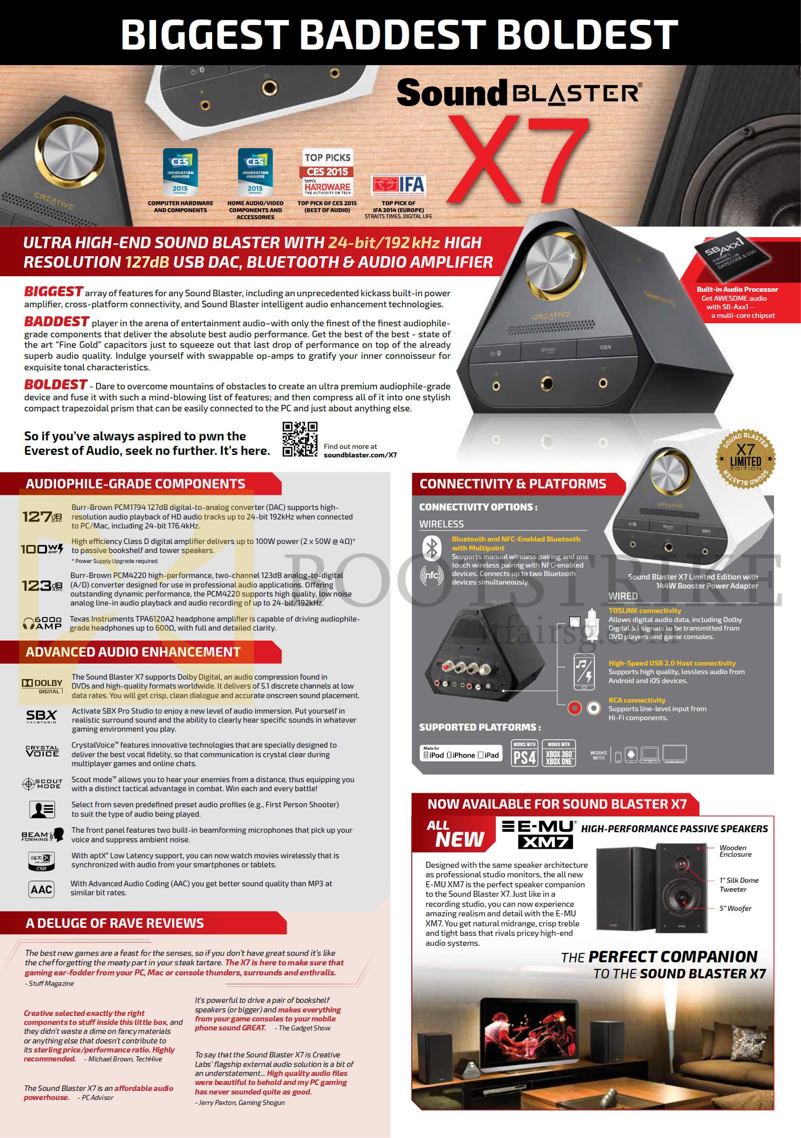 IT SHOW 2015 price list image brochure of Creative Sound Blaster X7 Features