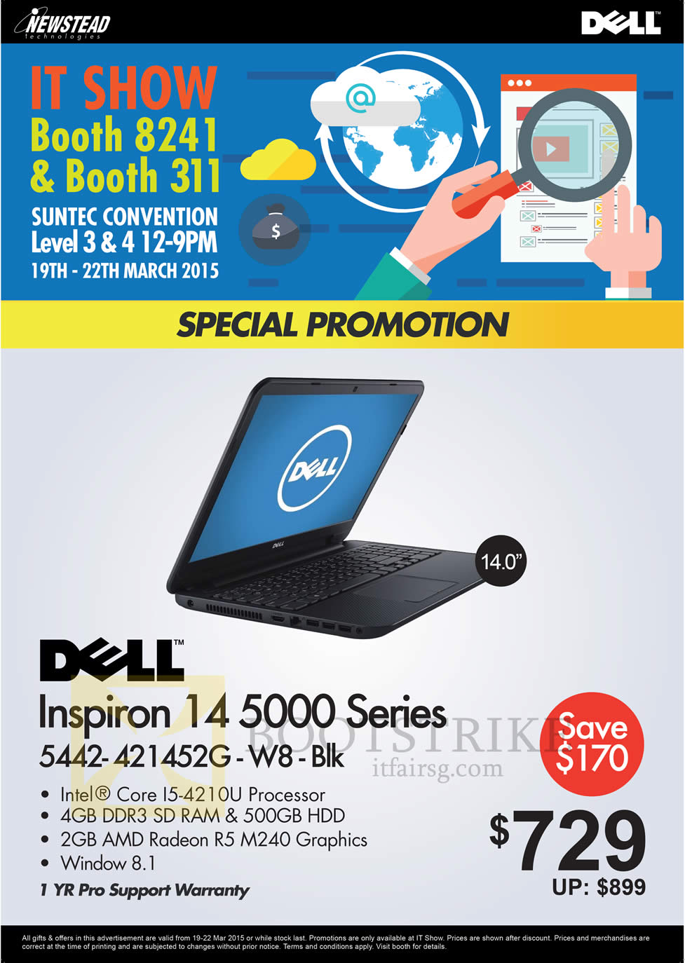 IT SHOW 2015 price list image brochure of Dell Newstead Inspiron 14 5000 Series Black Notebook