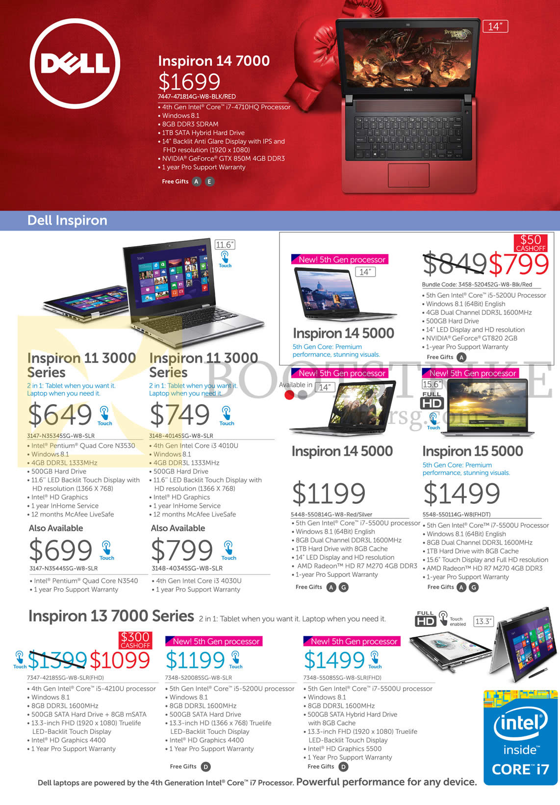 IT SHOW 2015 price list image brochure of Dell Notebooks Inspiron 11 3000, 14 5000, 15 5000, 13 7000 Series