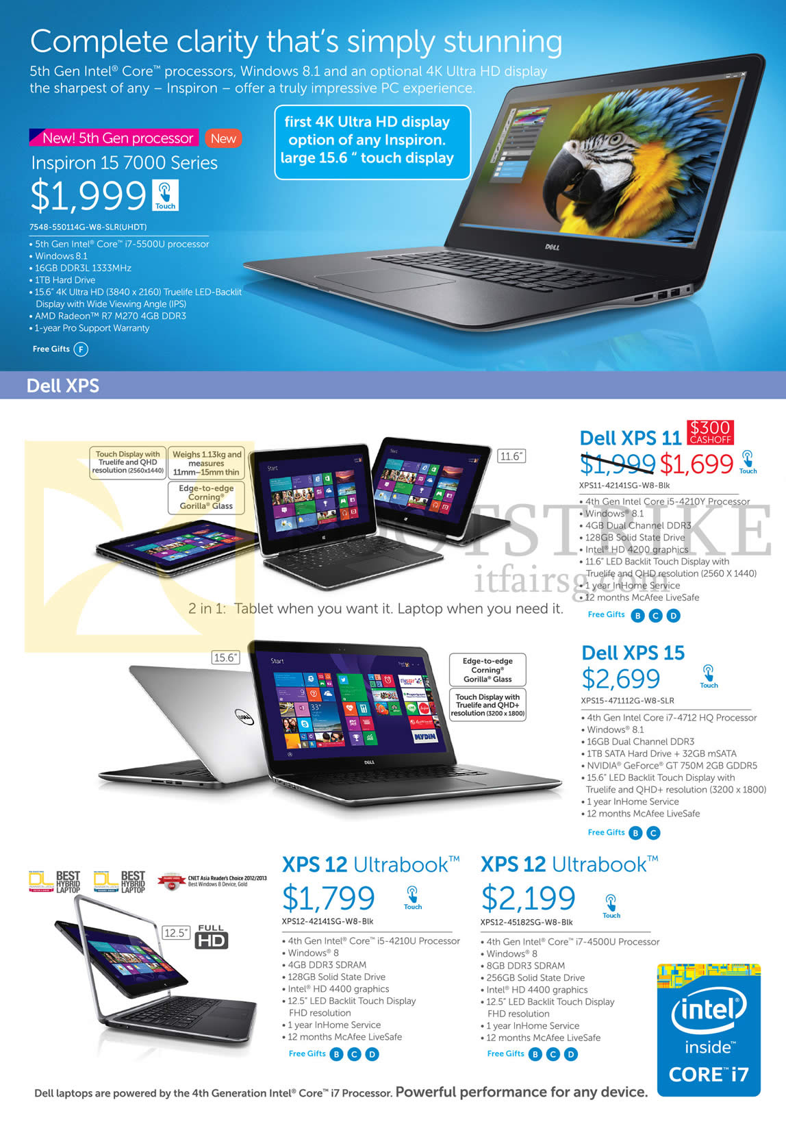 IT SHOW 2015 price list image brochure of Dell Notebooks Inspiron 15 7000 Series, XPS 11, XPS 15, XPS 12