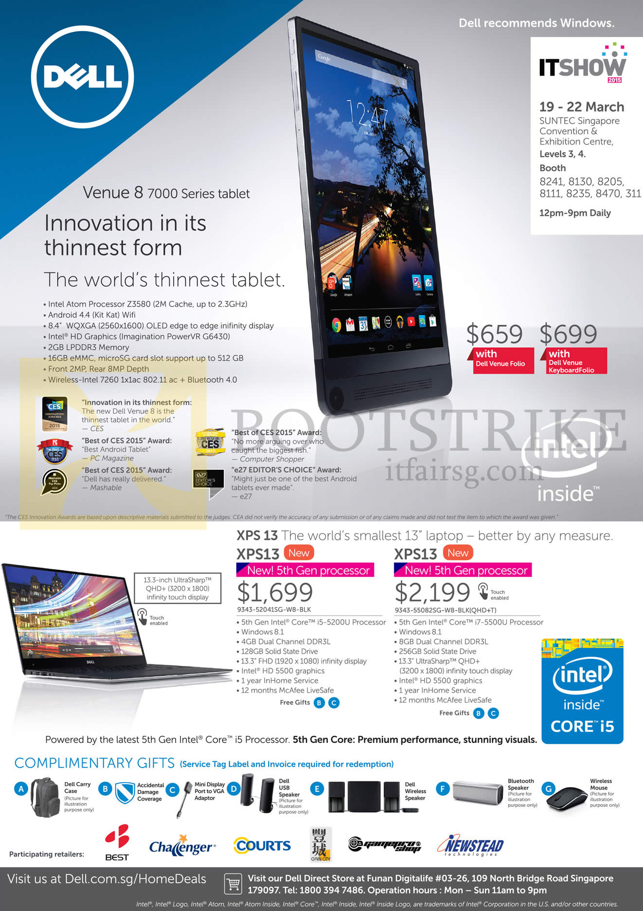 IT SHOW 2015 price list image brochure of Dell Venue 8 7000 Series Tablet, XPS 13 Notebooks