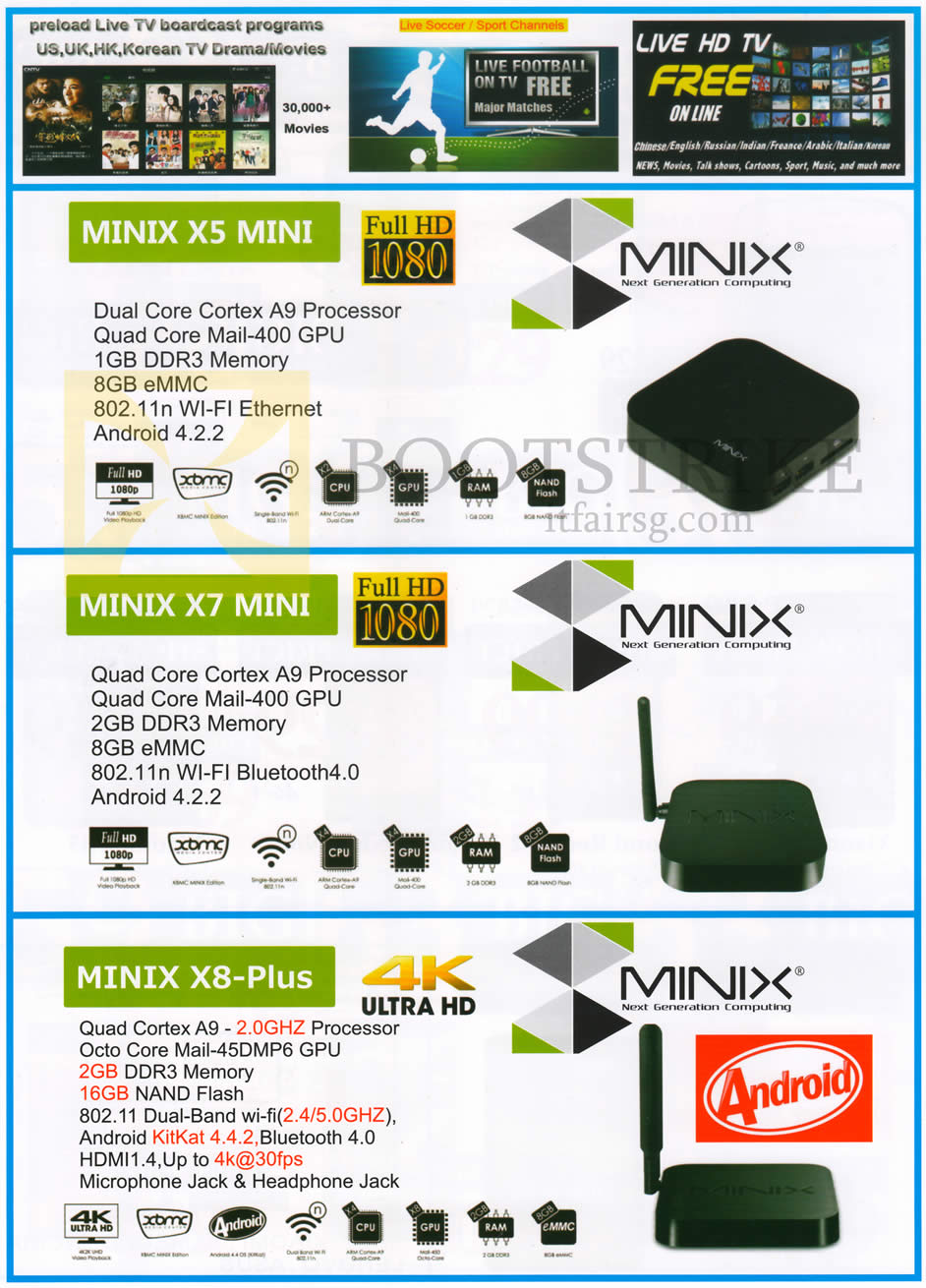 IT SHOW 2015 price list image brochure of J2 Trading Media Player Minix X5 Mini, X7 Mini, X8-Plus