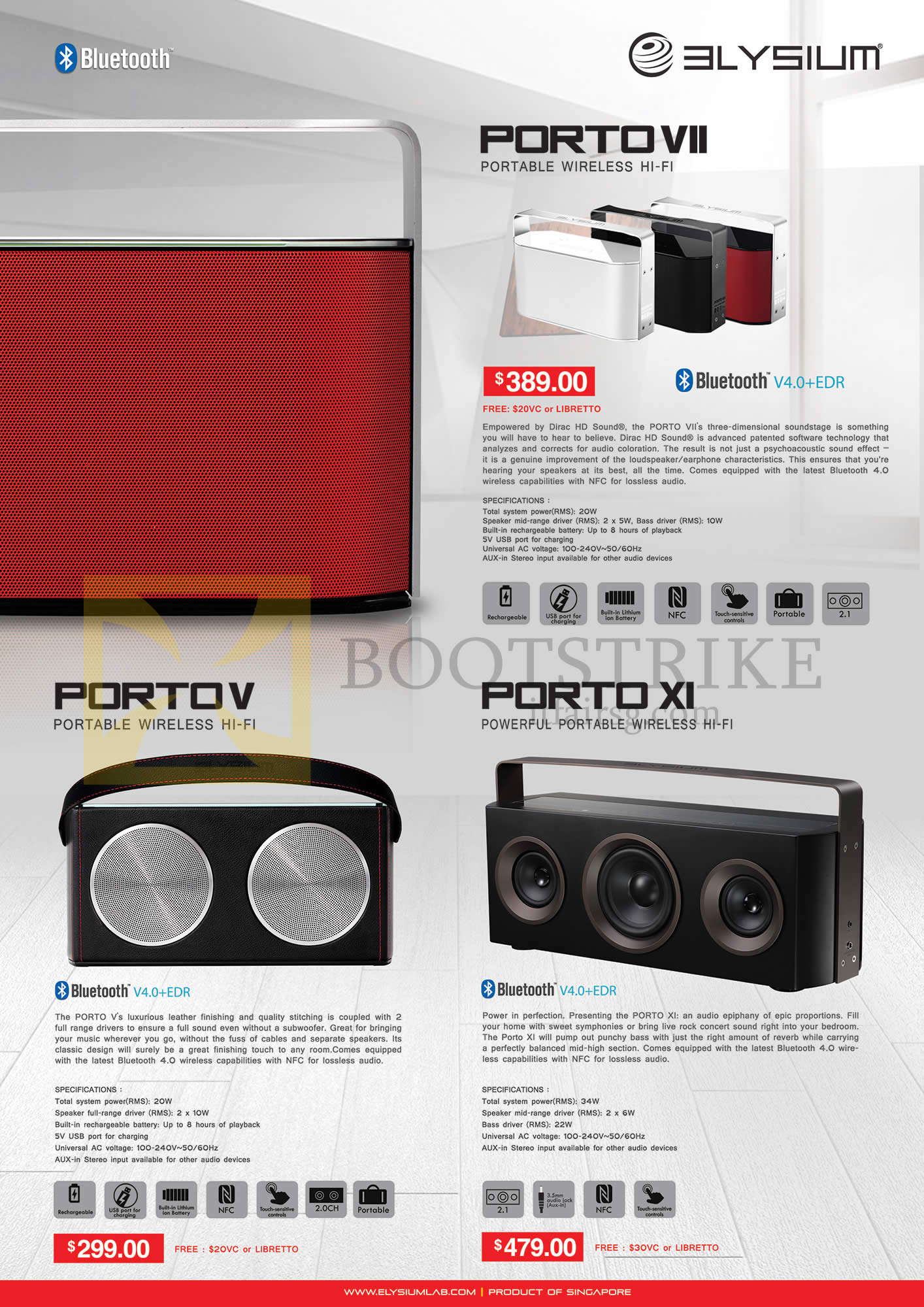 IT SHOW 2015 price list image brochure of Leapfrog Elysium Speakers Porto VII, Porto V, Porto XI