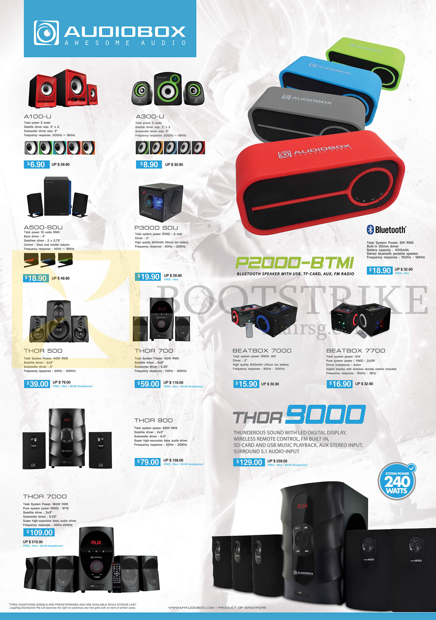 IT SHOW 2015 price list image brochure of Leapfrog Speakers Audio Box A100-U, A300-U, A500-SDU, P3000 SDU, Thor 500, 700, 7000, 900, 9000, Beatbox 7000, 7700