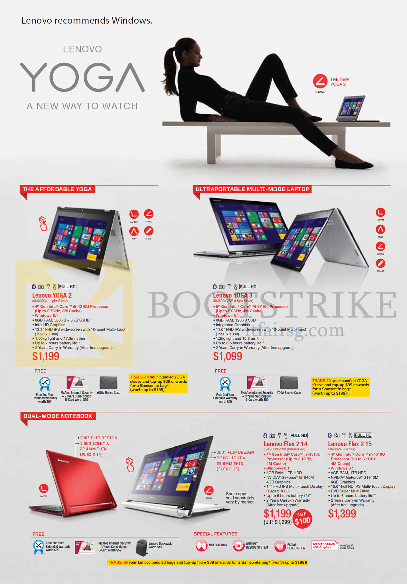 IT SHOW 2015 price list image brochure of Lenovo Notebooks Yoga 2, Yoga 3, Flex 2 14, Flex 2 15
