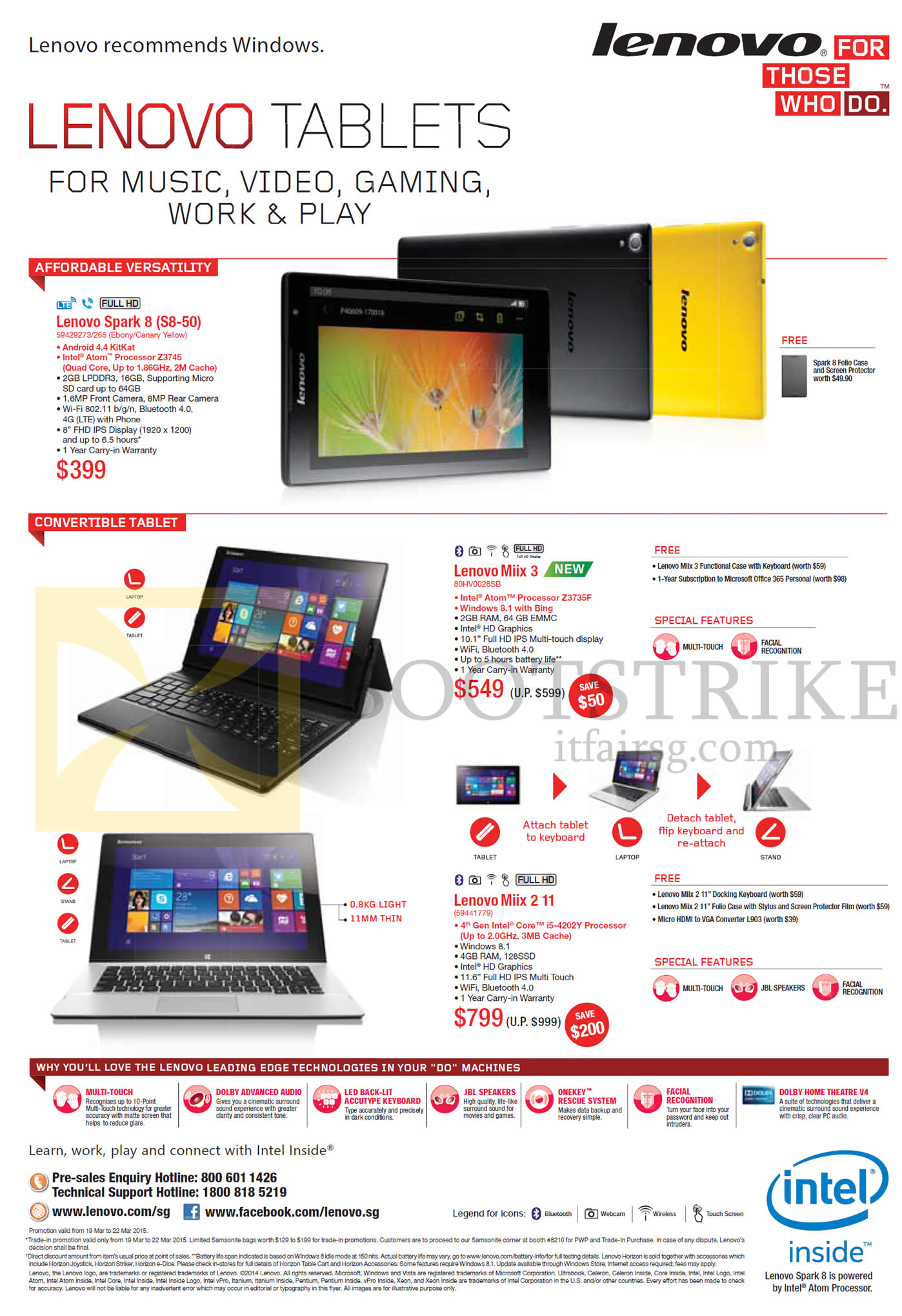 IT SHOW 2015 price list image brochure of Lenovo Tablet, Spark 8 S8-50, Miix 3, Miix 2 11