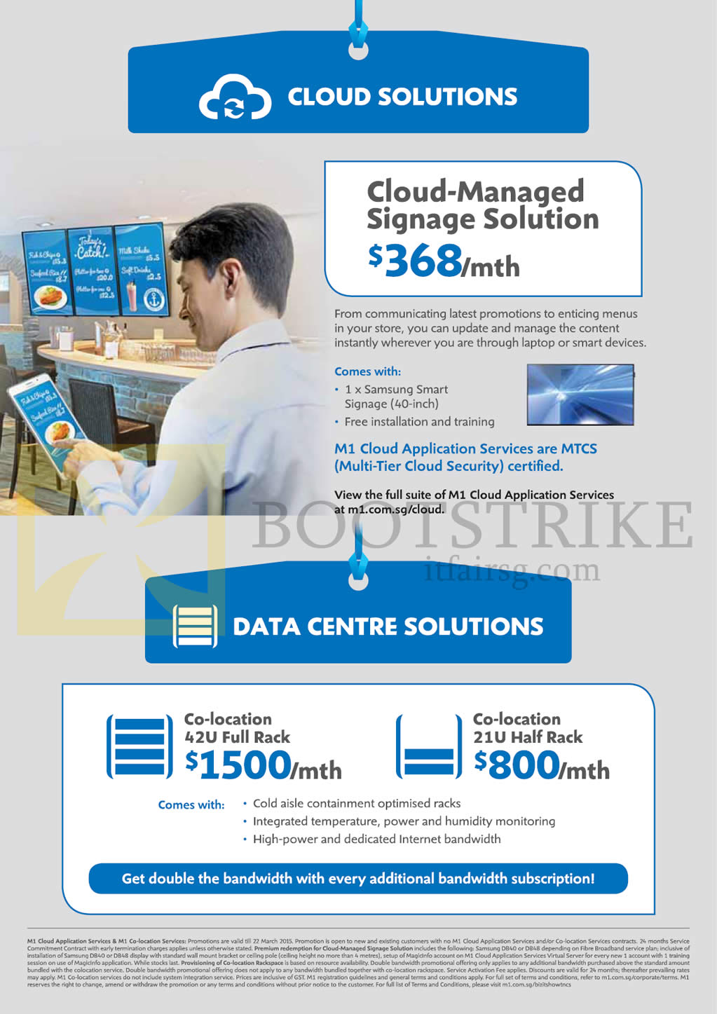 IT SHOW 2015 price list image brochure of M1 Business Cloud Solutions, Data Centre Solutions