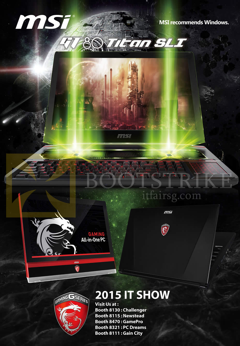 IT SHOW 2015 price list image brochure of MSI Booth Locations, GT80 Titan SLI Notebook