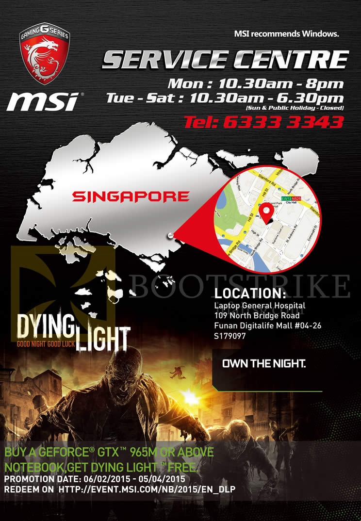 IT SHOW 2015 price list image brochure of MSI Service Centre Location Address, Free Dying Light