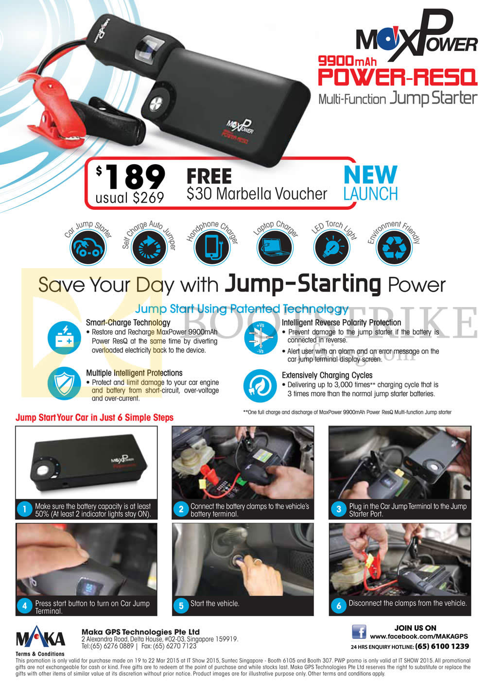 IT SHOW 2015 price list image brochure of Maka GPS Marbella Maxpower 9900mAh Power-RE50 Multi-Function Jump Starter