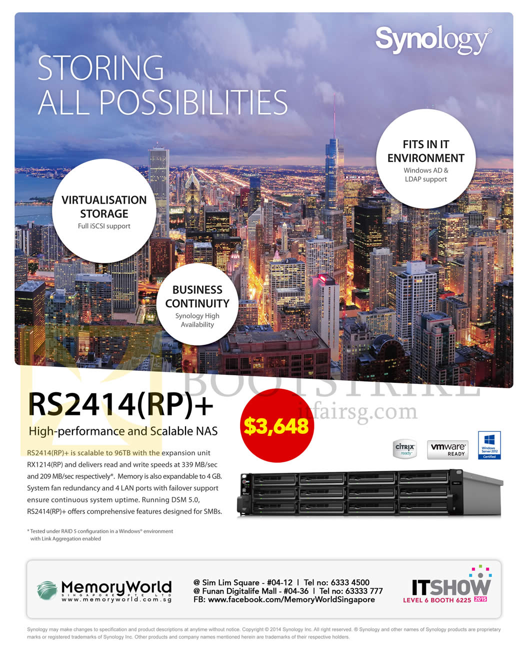 IT SHOW 2015 price list image brochure of Memory World Business Synology RS2414RP Plus