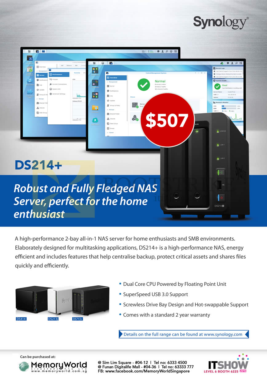 IT SHOW 2015 price list image brochure of Memory World Synology DiskStation DS214Plus