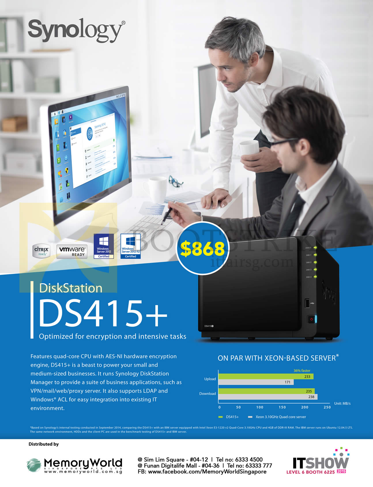 IT SHOW 2015 price list image brochure of Memory World Synology DiskStation NAS DS415Plus