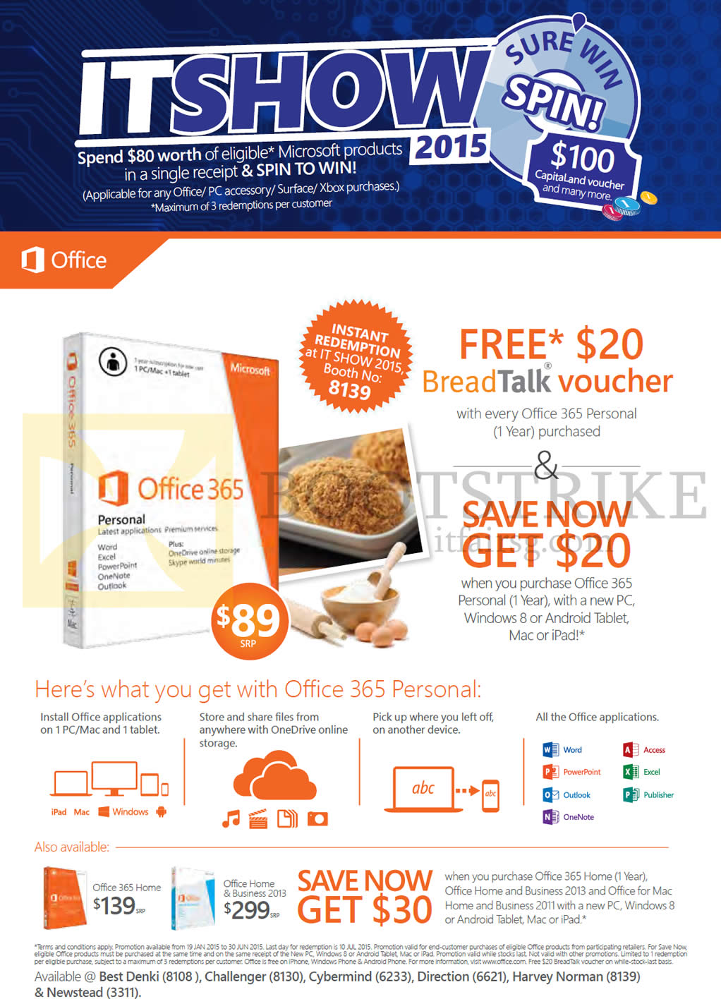 IT SHOW 2015 price list image brochure of Microsoft Office 365 Personal, 365 Home, Home N Business 2013