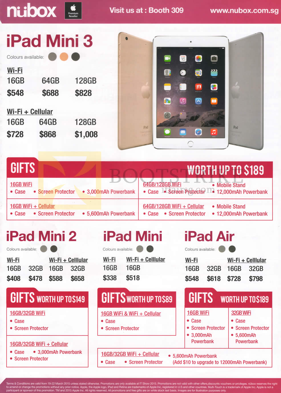 IT SHOW 2015 price list image brochure of Nubox Tablets IPad Mini 3, IPad Mini 2, IPad Air