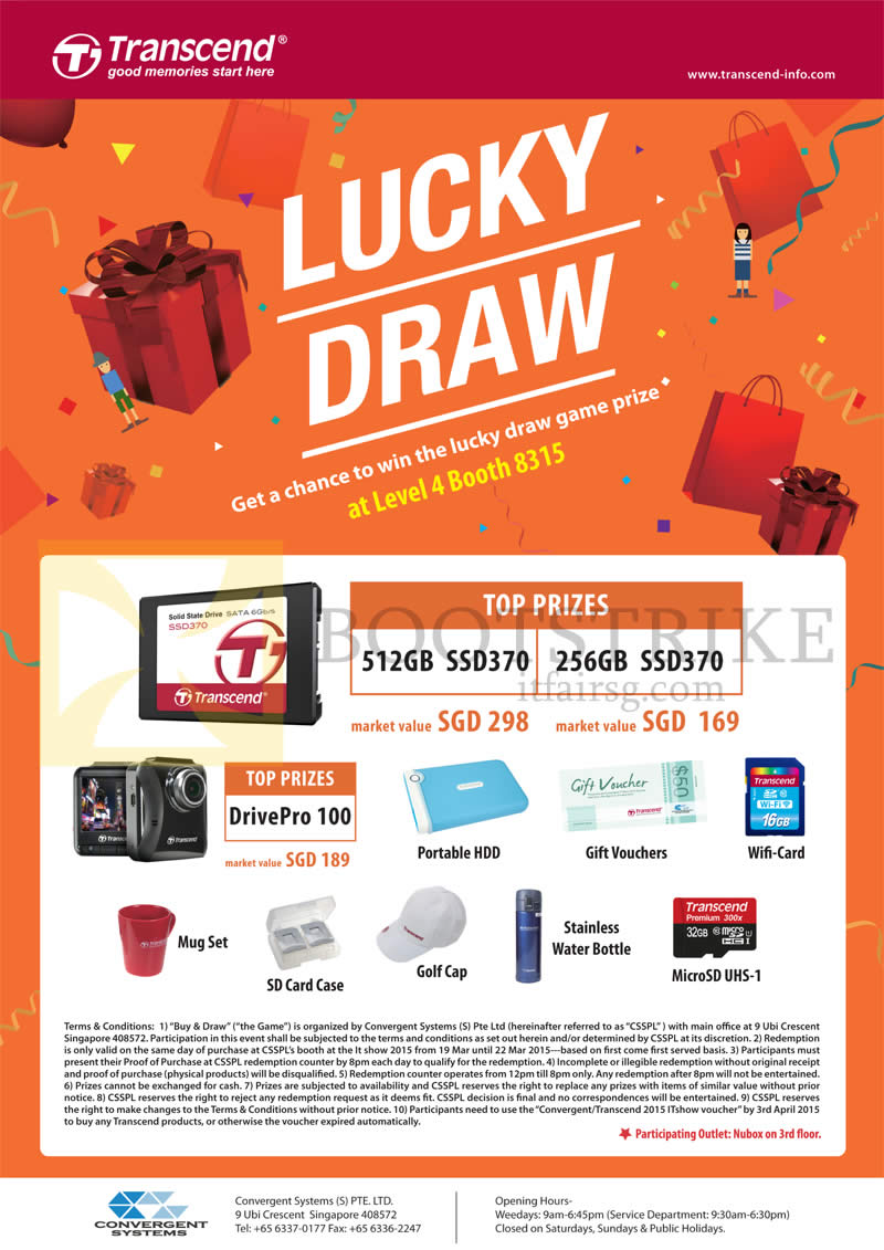 IT SHOW 2015 price list image brochure of Nubox Transcend Lucky Draw