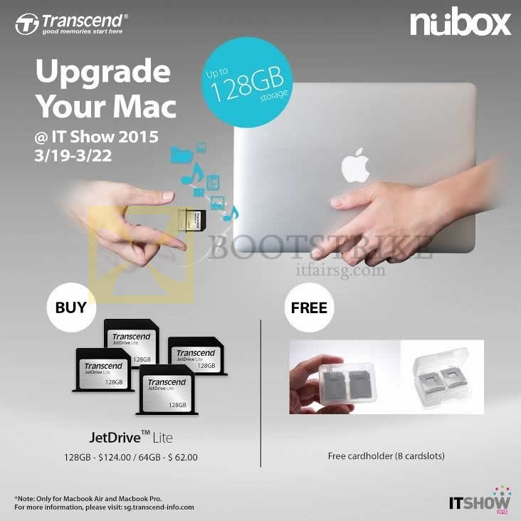 IT SHOW 2015 price list image brochure of Nubox Transcend Macbook JetDrive Lite