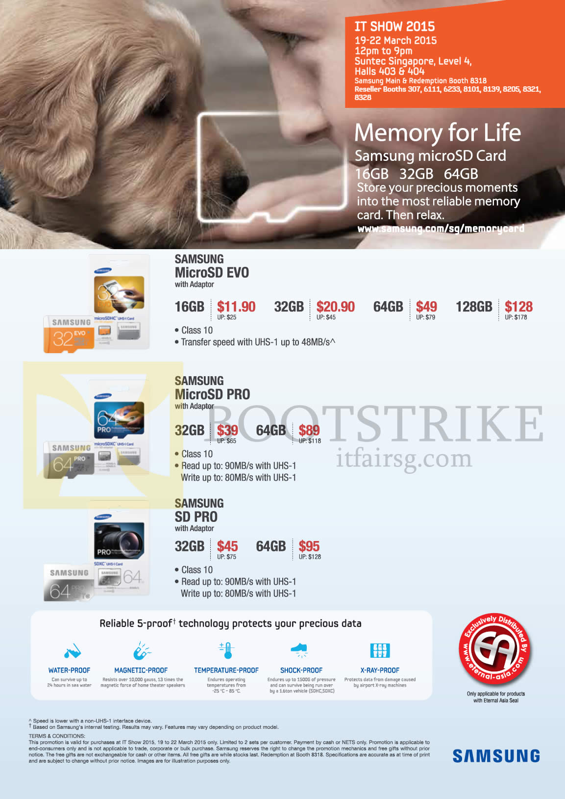 IT SHOW 2015 price list image brochure of Samsung Memory Cards MicroSD Evo, Pro, SD Pro