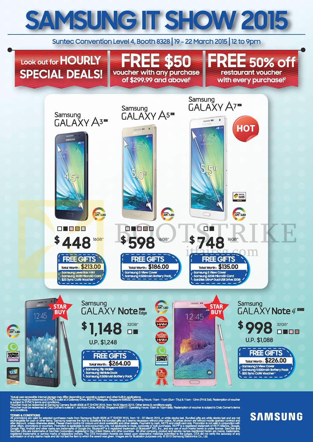 IT SHOW 2015 price list image brochure of Samsung Mobile Phones Galaxy A3, A5, A7, Note Edge, Note 4