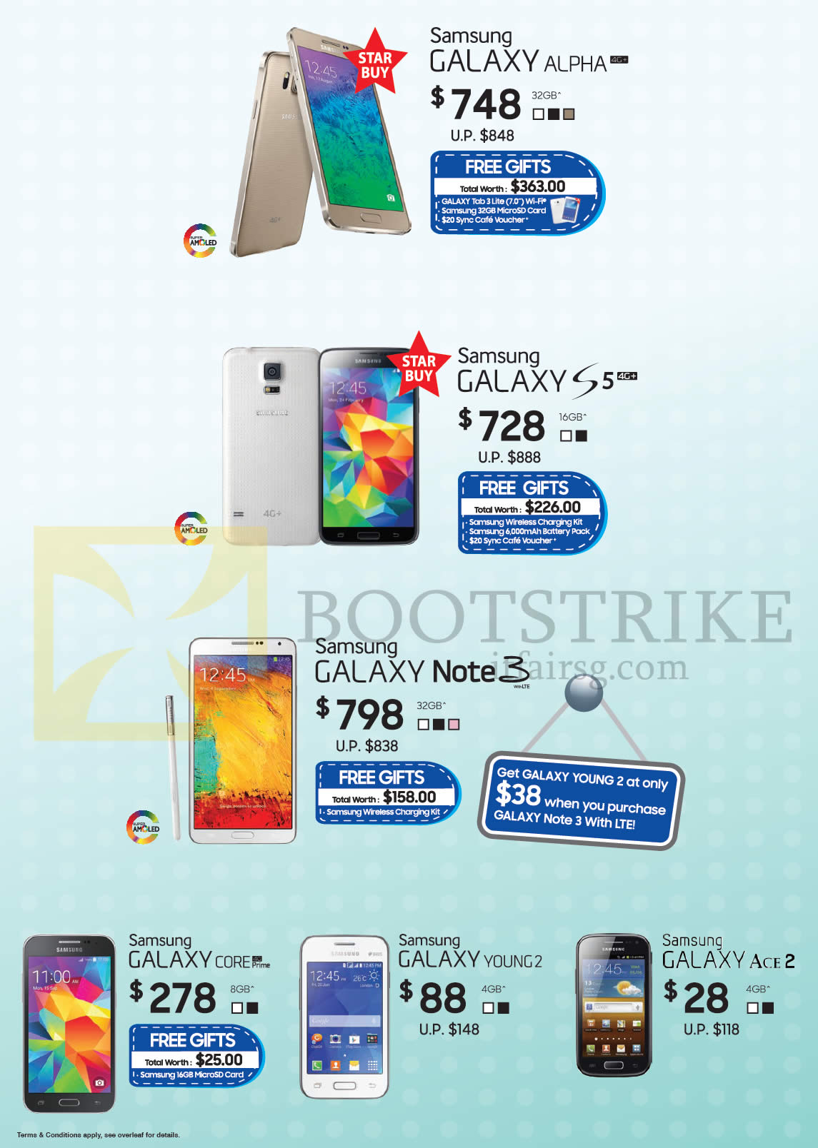 IT SHOW 2015 price list image brochure of Samsung Mobile Phones Galaxy Alpha, S5, Note 3, Core Prime, Young 2, Ace 2