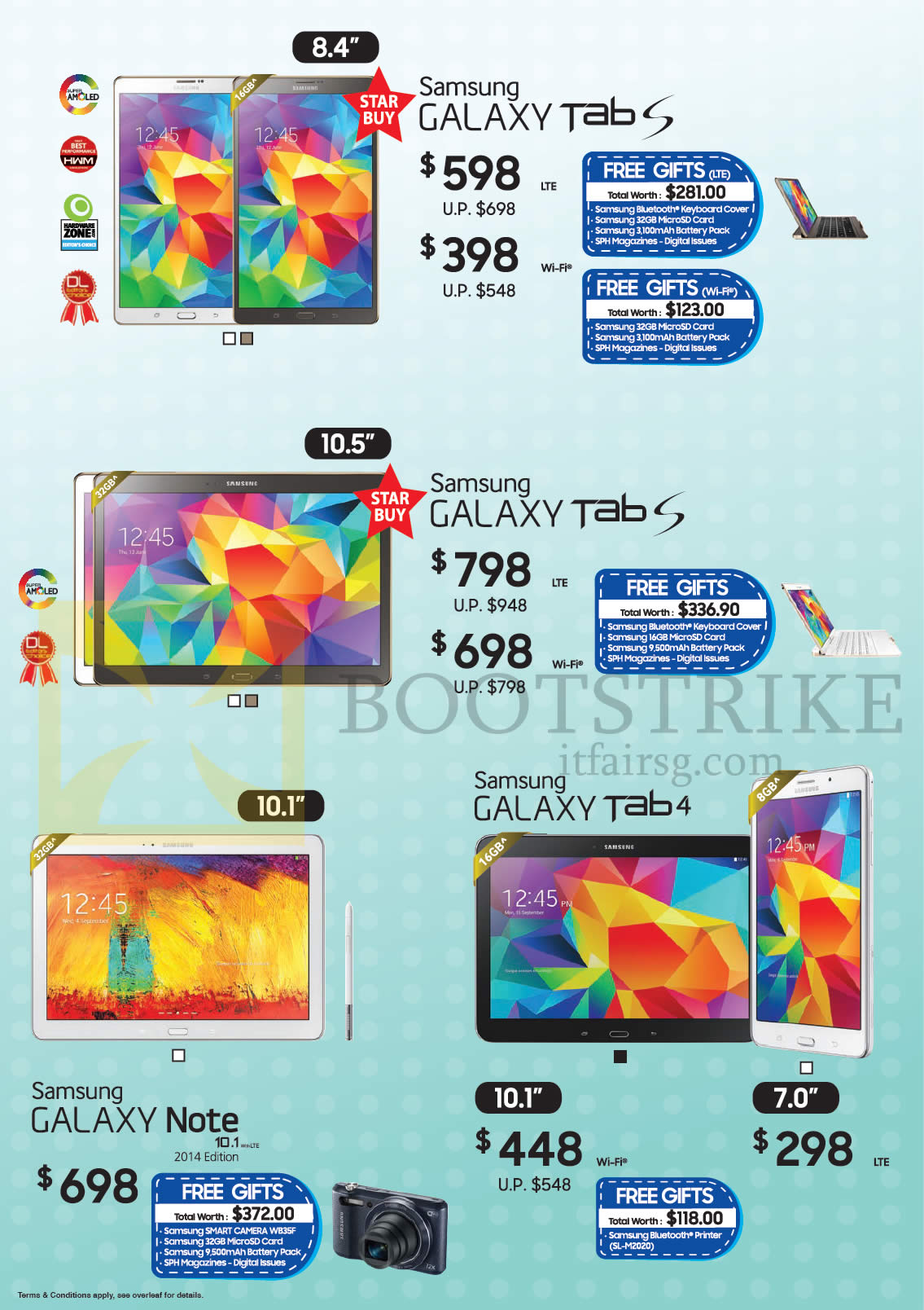IT SHOW 2015 price list image brochure of Samsung Mobile Phones Galaxy Tab S 8.4, 10.5, Note 10.1, Tab 4 7.0, 10.1