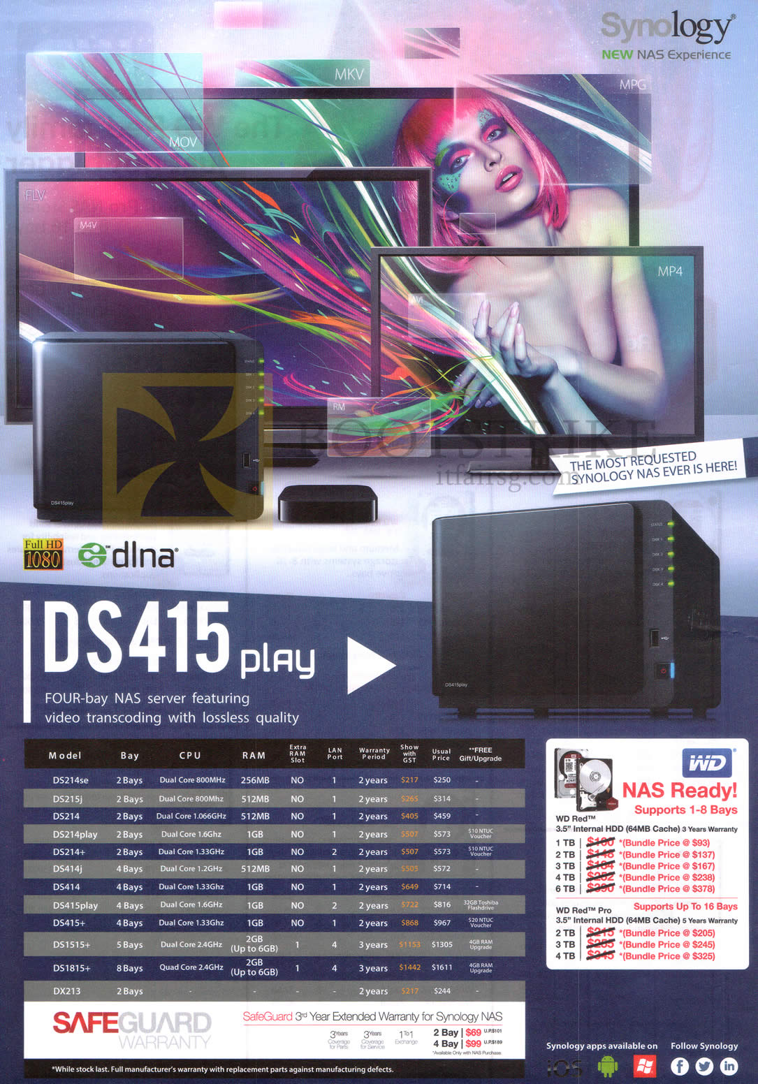 IT SHOW 2015 price list image brochure of Western Digital Synology DiskStation DS415 Play NAS Server