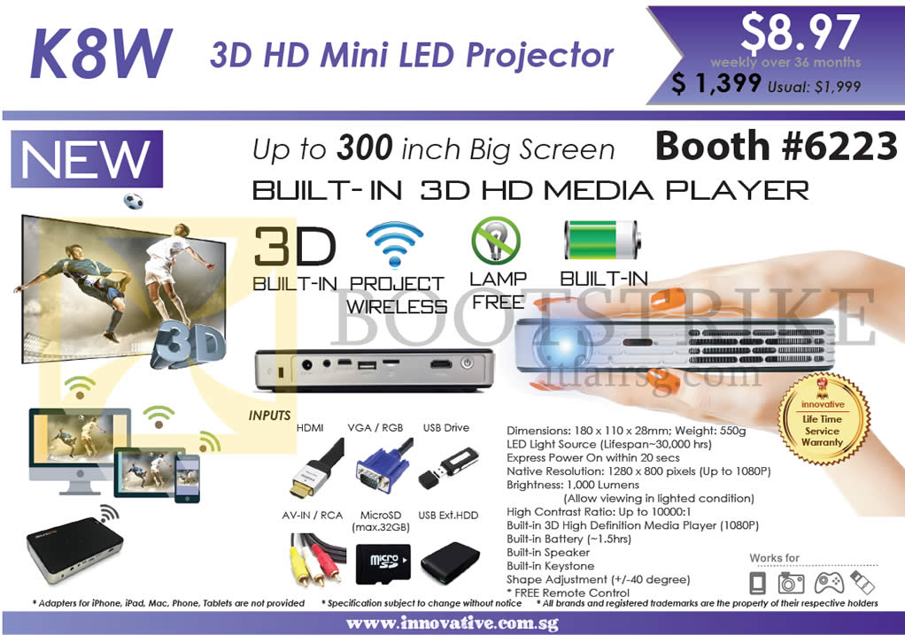 IT SHOW 2015 price list image brochure of X-Kimi Innovative K8W Projector