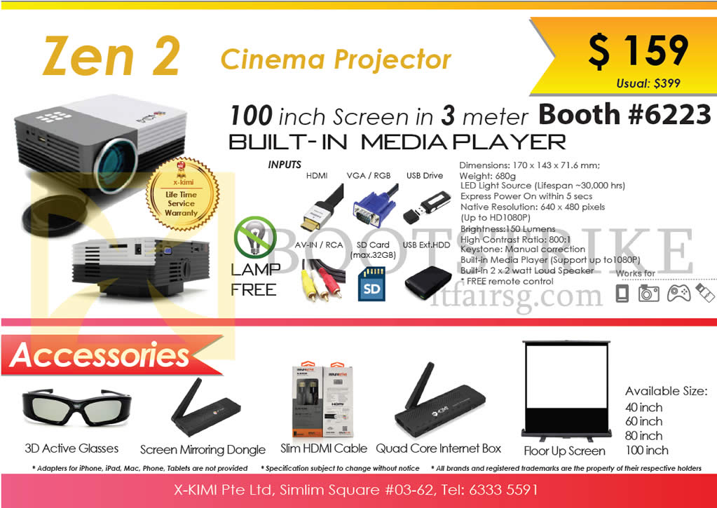 IT SHOW 2015 price list image brochure of X-Kimi Innovative Zen 2 Projector