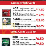 Kingston Memory Cards CompactFlash, SDHC 4GB, 8GB, 16GB, 32GB