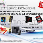 EpiCentre Adata, Fujitsu SSD, Free Creative SBS A220 Speakers
