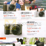Sony Digital Cameras Alpha A5100, A5000, A6000, HDR-AZ1 Camcorder Action Cam, AS20