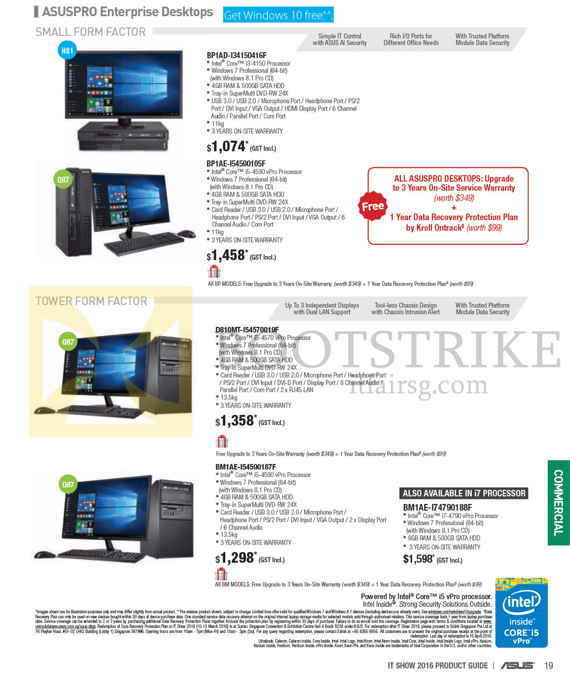 IT SHOW 2016 price list image brochure of ASUS Desktop PCs Asuspro BP1AD-I34150416F, BP1AE-I54590105F, D810MT-I54570019F, BM1AE-I54590187F, I74790188F