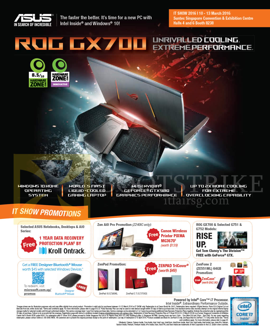 IT SHOW 2016 price list image brochure of ASUS Highlights, Notebook ROG GX700, Kroll Ontrack